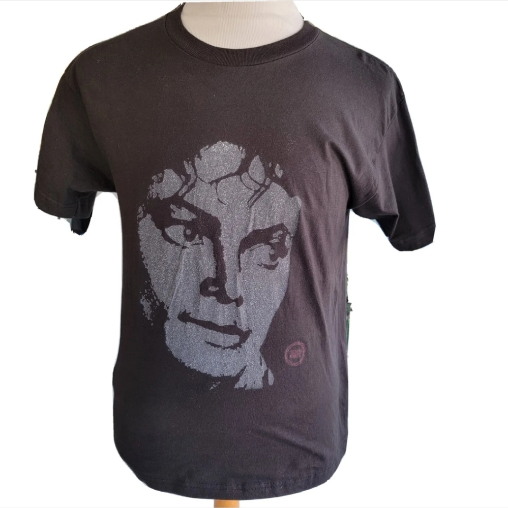 Michael Jackson Face Men's sz Medium T-shirt black s/s Black crewneck